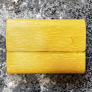 '98 Vintage LV XL Trifold Wallet in Yellow Epi + Purple Taiga Leather